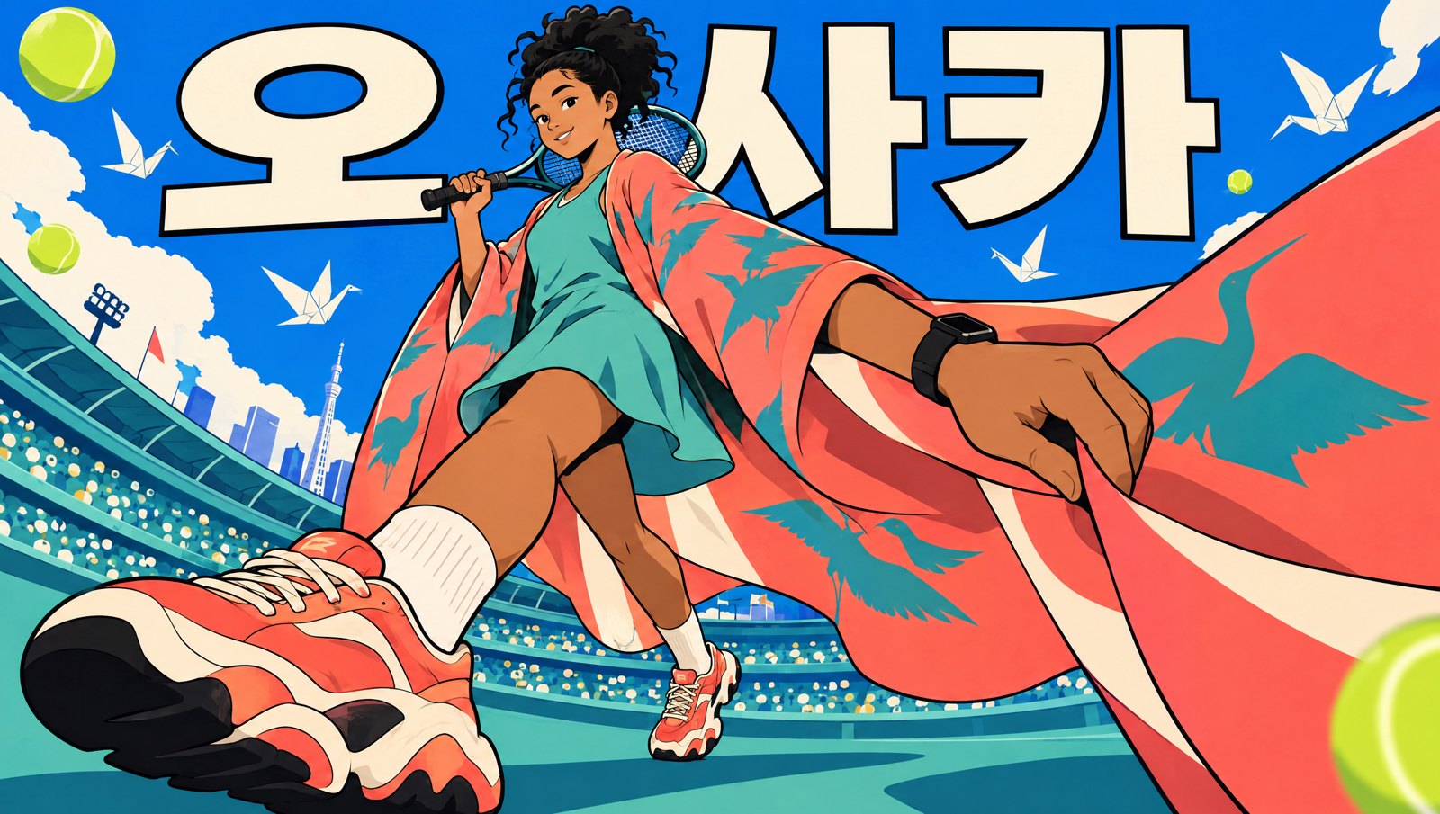 오사카 나오미 도쿄 팬퍼시픽오픈 2026 1회전 일러스트