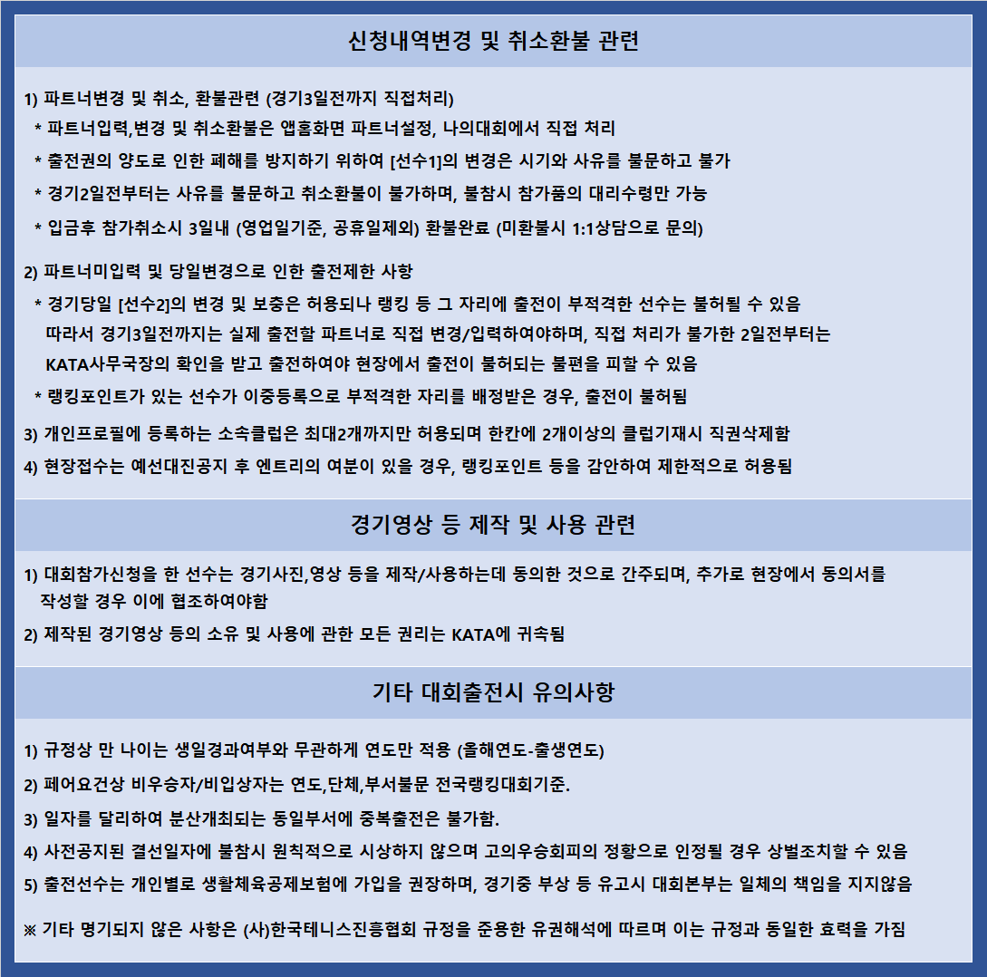 부천종합운동장 리겐에스배 대회 공통 안내 사항